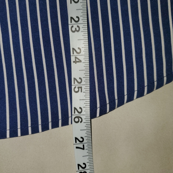 Notations Woman Roll Tab Sleeve Striped Button Down, Size: 1X, Navy & White - Picture 12 of 12